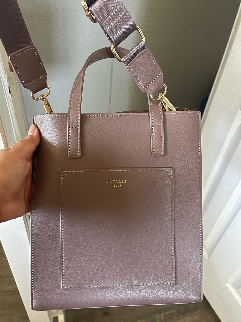 Mauve Structured Tote with Adjustable Strap